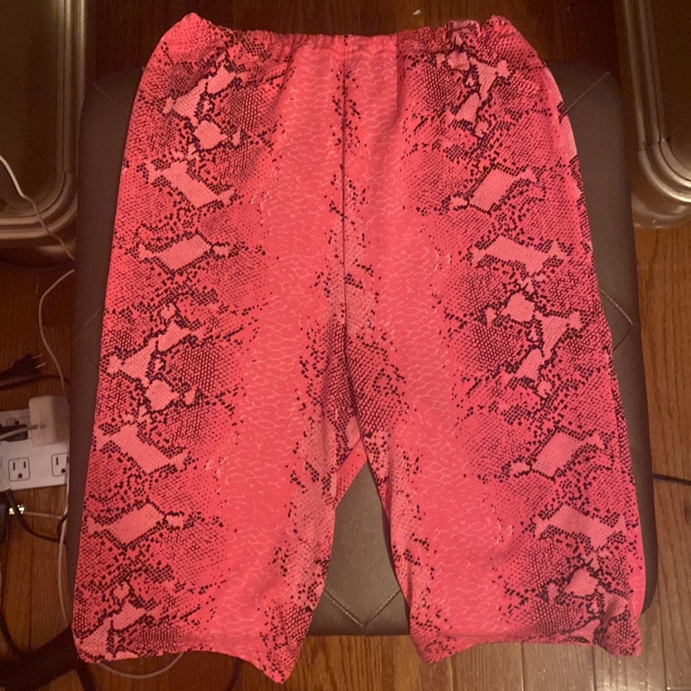 Neon pink biker shorts